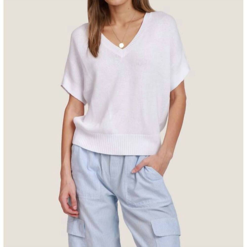 NEW DYLAN v-neck short sleeve sweater in soft white